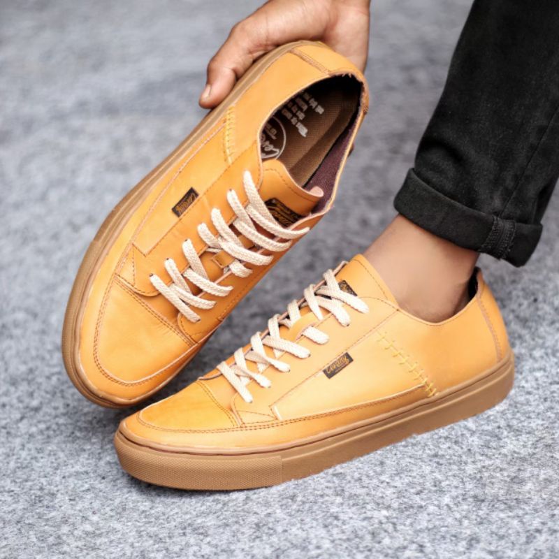 Sepatu Sneakers Pria Casual Semi Formal Kulit Asli Original Handmade Kerja Kuliah Trendy Fashion Dante Low