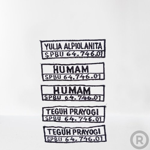 

Nametag Bordir / nameteks karyan Spbu Pertamina. Bordir Nama Custom