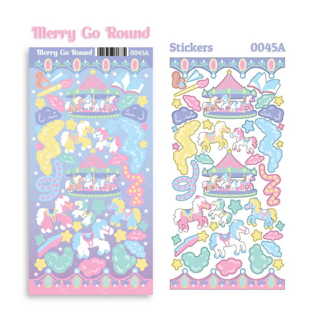 

Stiker Unicorn Carousel Lucu Warna Pastel Dekorasi Buku Jurnal Whimsical Ilustrasi StickerParty 0045