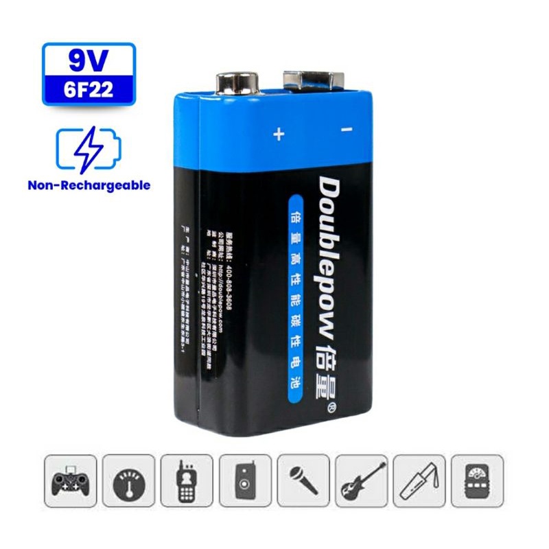 Batu Baterai 9V 6F22 Non-Rechargeable