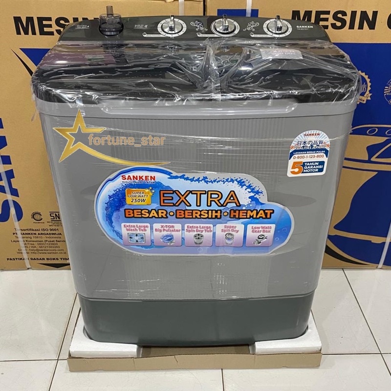 Mesin Cuci 2 Tabung Sanken 8Kg Tw-8827EGY