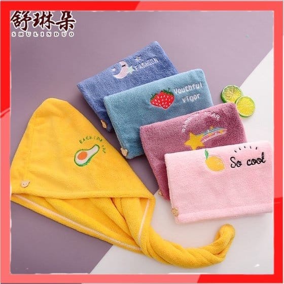 Handuk Keramas Model Kancing / Handuk Kepala / Topi Pita Import Microfiber Handuk Pita