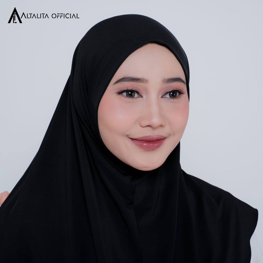 Altalita - Kerudung Khimar Instan Zaida Malay Non Pet Menutup Dada Terbaru | Hijab Bergo Hamidah Instan Jersey Size L Non Pet | Jilbab Instan Malaysia Syari Polos Jumbo Jersey Premium Non Pad Cocok untuk Sekolah Olahraga Volly Futsal Senam dan Sehari-hari