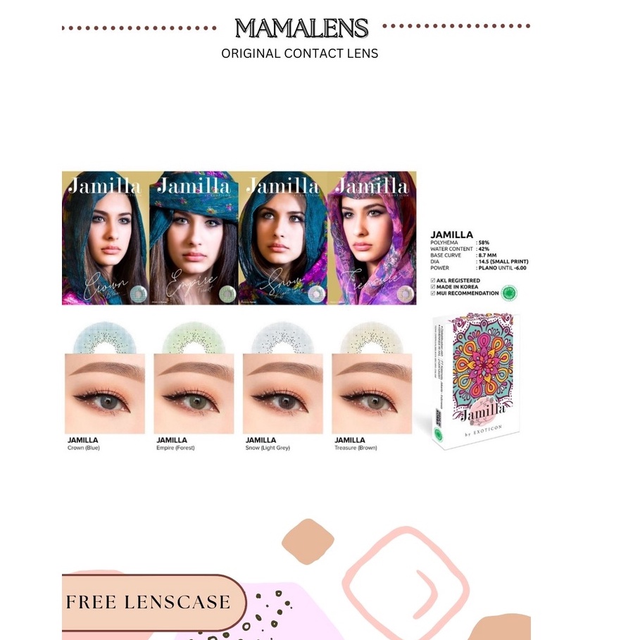 SOFTLENS X2 JAMILLA NORMAL &amp; MINUS -0.50 SD -3.00 | FREE LENSCASE - MAMALENS