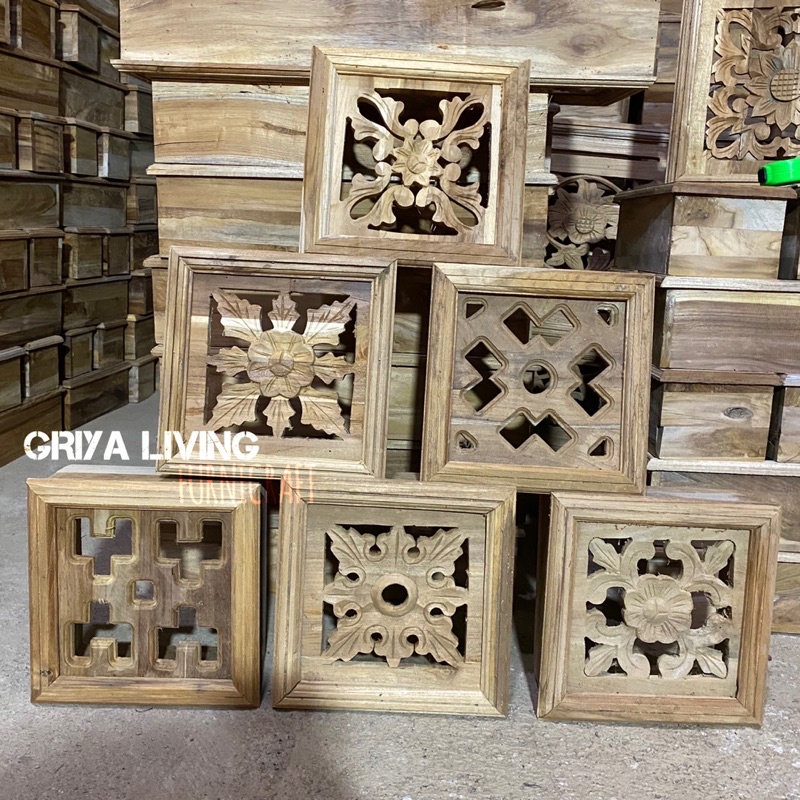 loster kayu jati ukiran ukuran 23x23