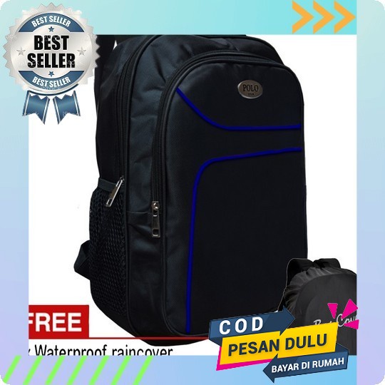 Tas Ransel Gendong Laptop Distro Sekolah Kuliah Pria Wanita Black Murah Original Tas Sekolah Pria Sm