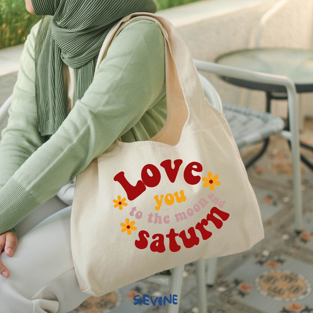 Sevine Tote Bag Kanvas Bonnie Tas Wanita Kuliah Fashion Laptop Totebag Quotes Motivation Aesthetic Vintage Pastel Retro - MD