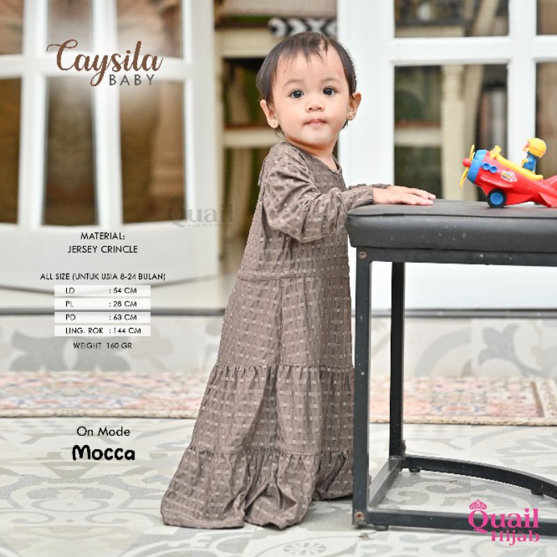 Baju Dress Anak Bayi Perempuan Jersey Crinkle Quail Hijab CAYSILA