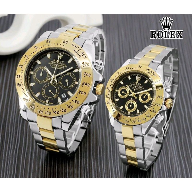 Promo Jam Tangan Couple Rolex Daytona Terbaru Chrono Variasi Tanggal On Tali Rantai