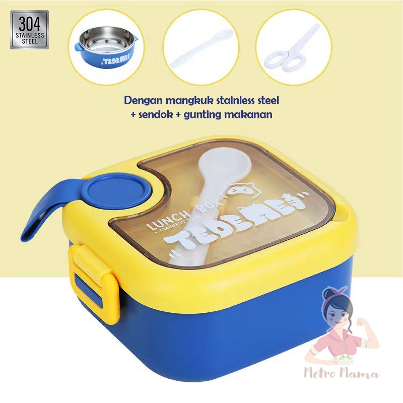 Kotak Makan Anak Stainless Steel 304 Lunch Box Set Usia MPASI PAUD TK