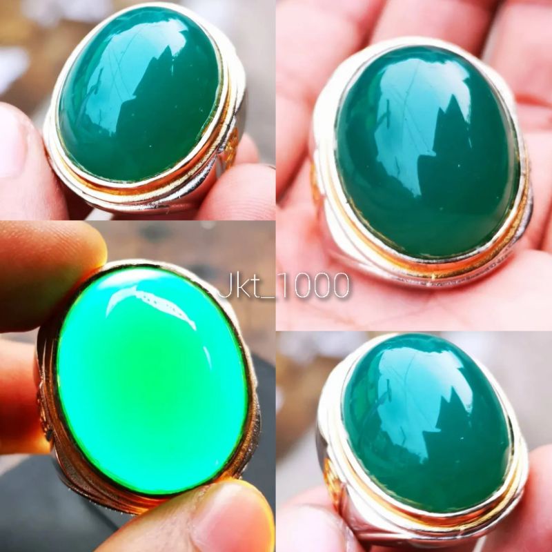 Cincin Batu Akik Bacan Hejo Botol Kristal