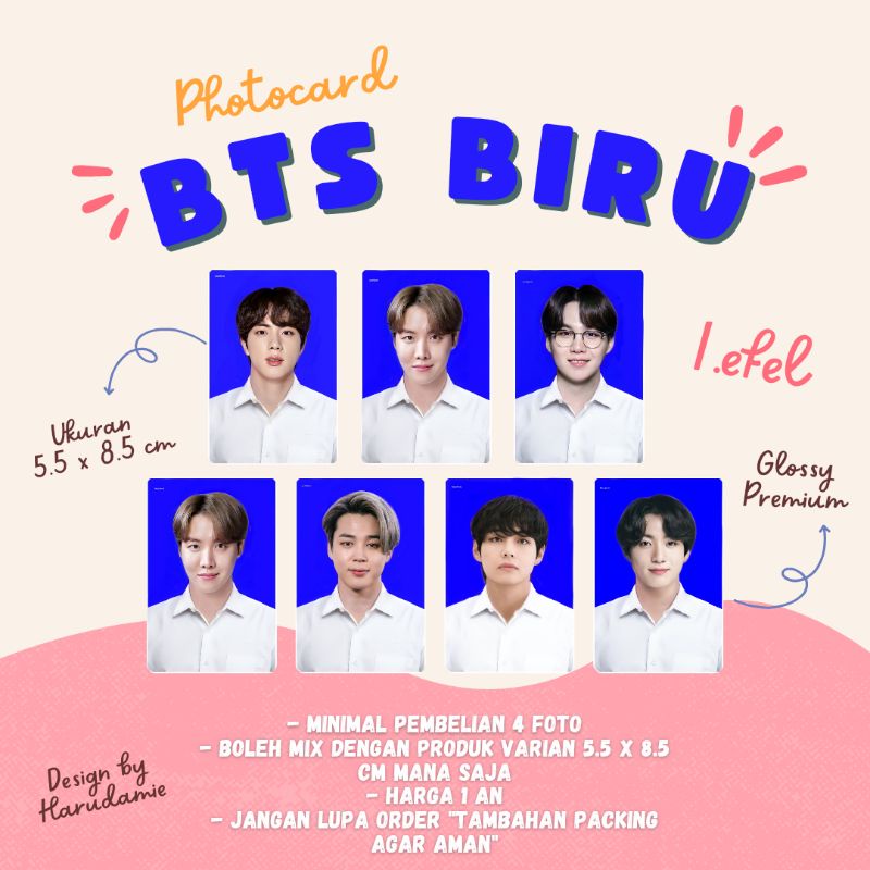 PHOTOCARD BTS BACKGROUND BIRU 5.5 x 8.5 CM