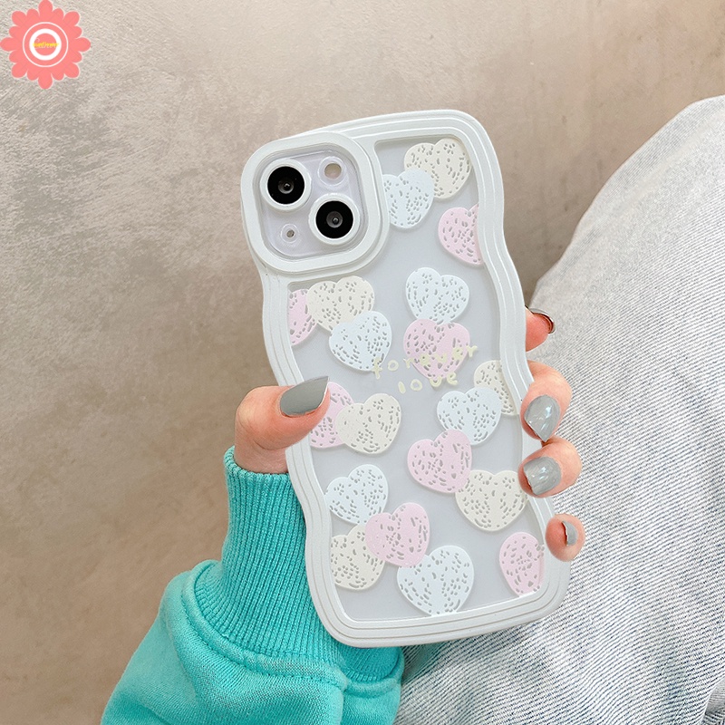 Soft Case Motif Hati Gelombang Untuk OPPO A17 A15 A57 A55 A16K A96 A95 A54 A1K A17k Reno 5 6 7 8 4F 4Lite A74 A76 A16 A12 A15s A712 A16 A16s A53 A5E F9 A16s A52 A3s A53 Cover Pelindung Bahan TPU
