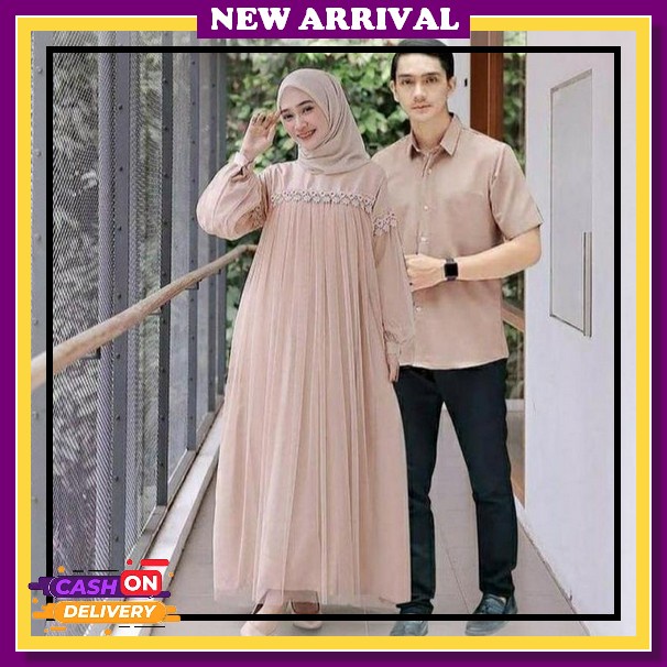 Set Baju Couple Pria Wanita Gamis Kemeja Koko Suami Istri Muslim Modis Gamis Couple Lebaran 2022 Ukh