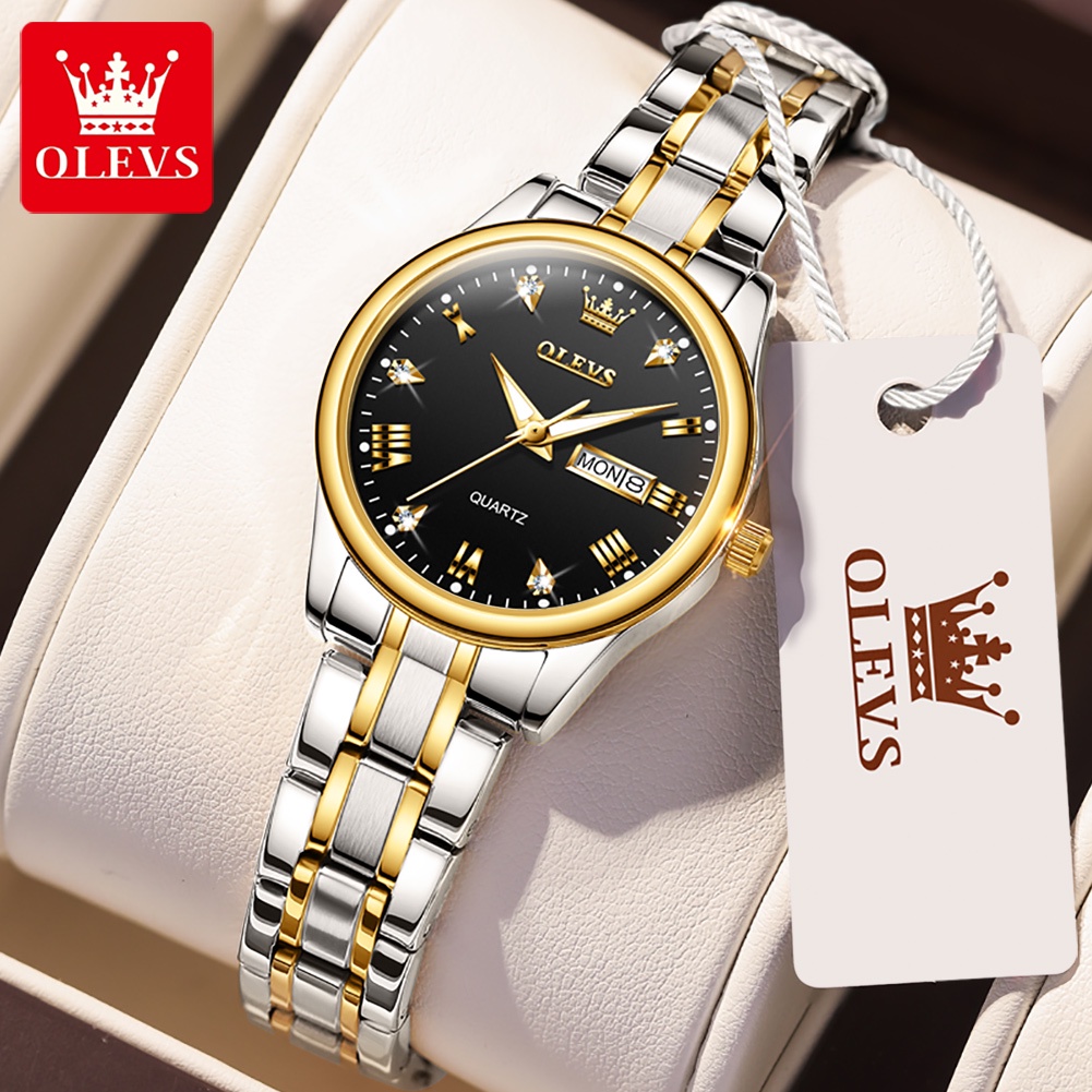 OLEVS Jam Tangan Wanita Original Anti Tahan Air Luminous Stainless Steel Women Watch Luxury Fashion