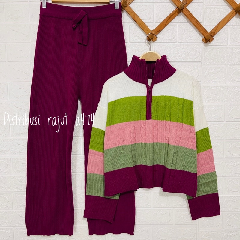 ONESET SWEATER LOLIPOP ZIVER SETELAN KULOT RAJUT