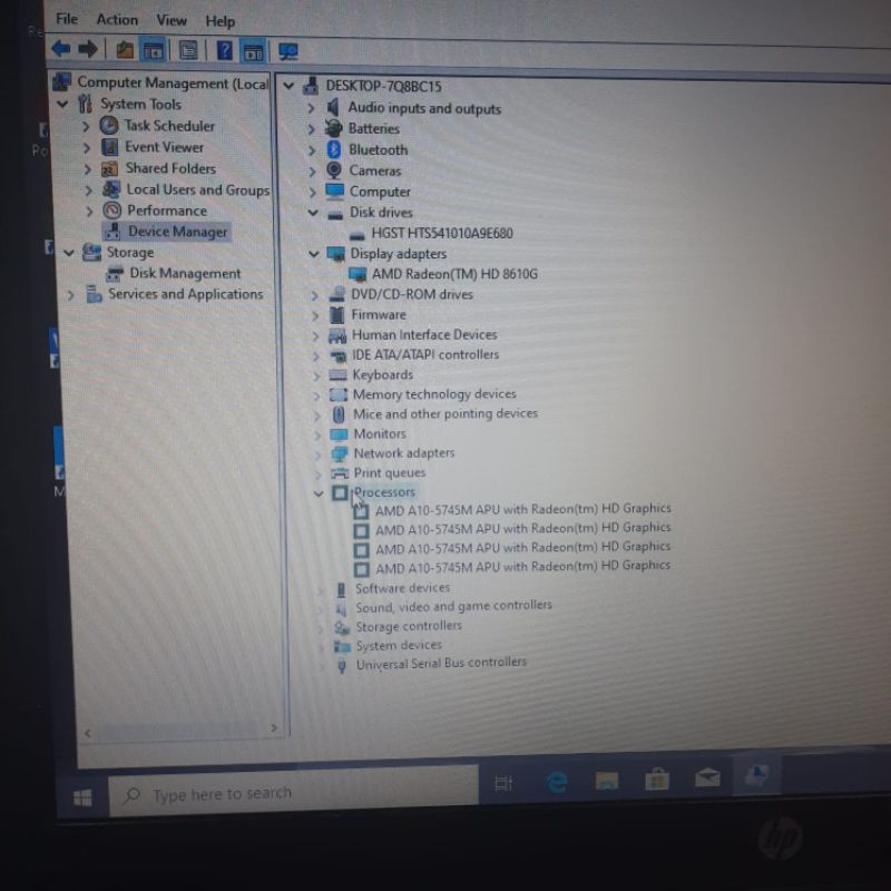 Laptop Hp 15 Amd A10-5745 Ram 4GB HDD 500GB Vga Amd radeon HD8610 layar 15inch Windows 10
