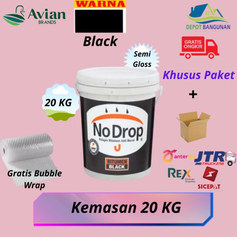 Bitumen Black Waterproofing Cat Pelapis Bitumen No Drop 20 KG PAKET