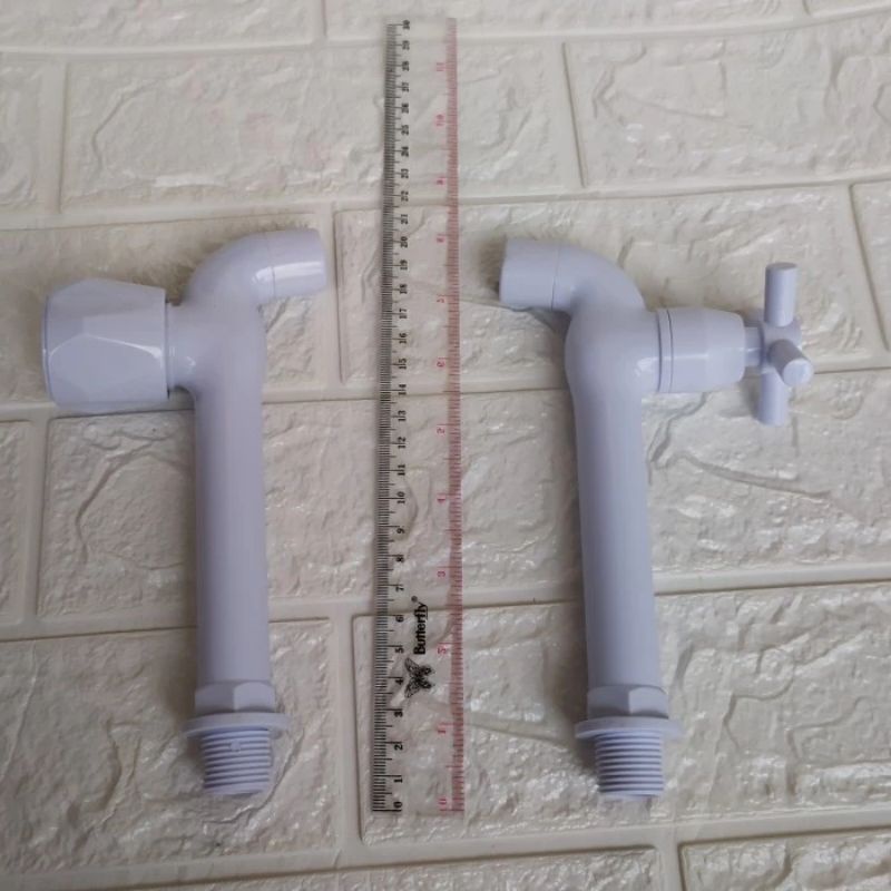 Kran Tembok leher panjang PVC / Kran wudhu / Keran tembok long PVC - SOFO