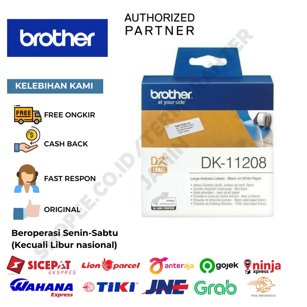 

Brother Label Tape DK-11208 Large Address Label (38 MM X 90 MM)