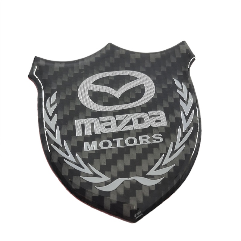 1pc Stiker Emblem Logo MAZDA MOTORS Bahan Karbon Fiber Untuk Dekorasi Jendela Samping Mobil MAZDA