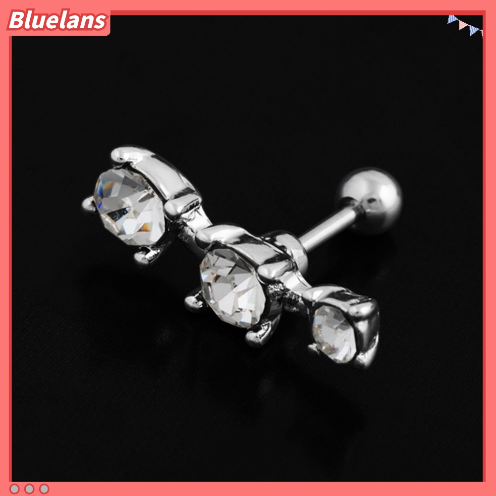 1 Pc Anting Stud Tindik Tulang Rawan Telinga Bentuk Barbel Kubik Zirkonia Untuk Wanita