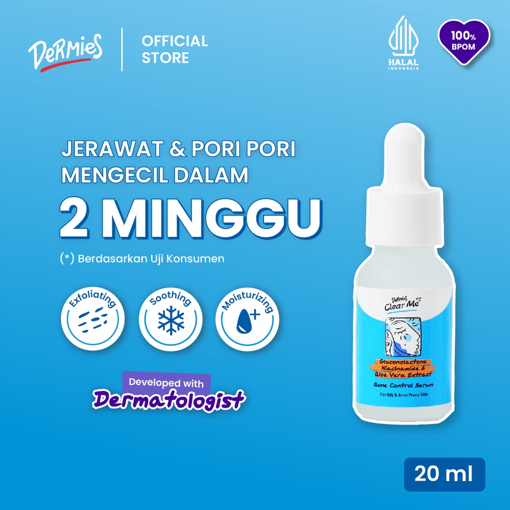 Dermies Clear Me Acne Control Serum 15ml - Serum Anti Jerawat