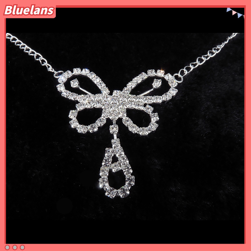 Bluelans Women Sexy Glittery Rhinestone Butterfly Dance Body Belly Waist Chain Gift