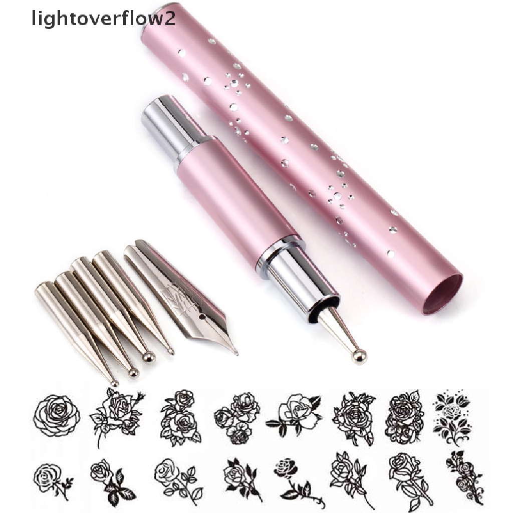 (lightoverflow2) Pen Dotting 6 Kepala Bahan Stainless Steel Untuk Kutek Gel UV