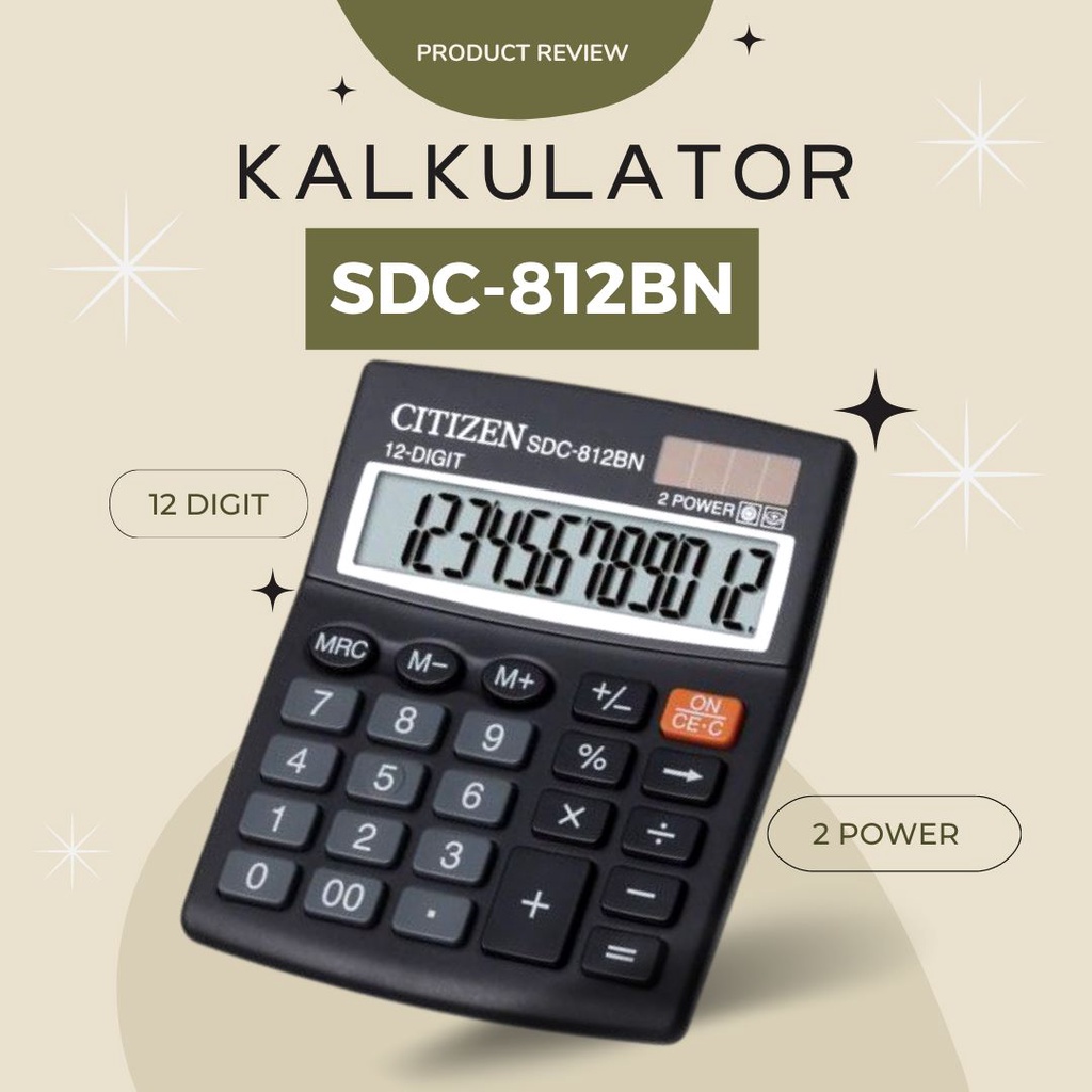 Termurah! Kalkulator Citizen SDC-812BN 12 Digit / 2 Power / Kalkulator CT 812BN / Kalkulator Dagang Citizen CT 816C 12 Digit 2 Power Check And Correct