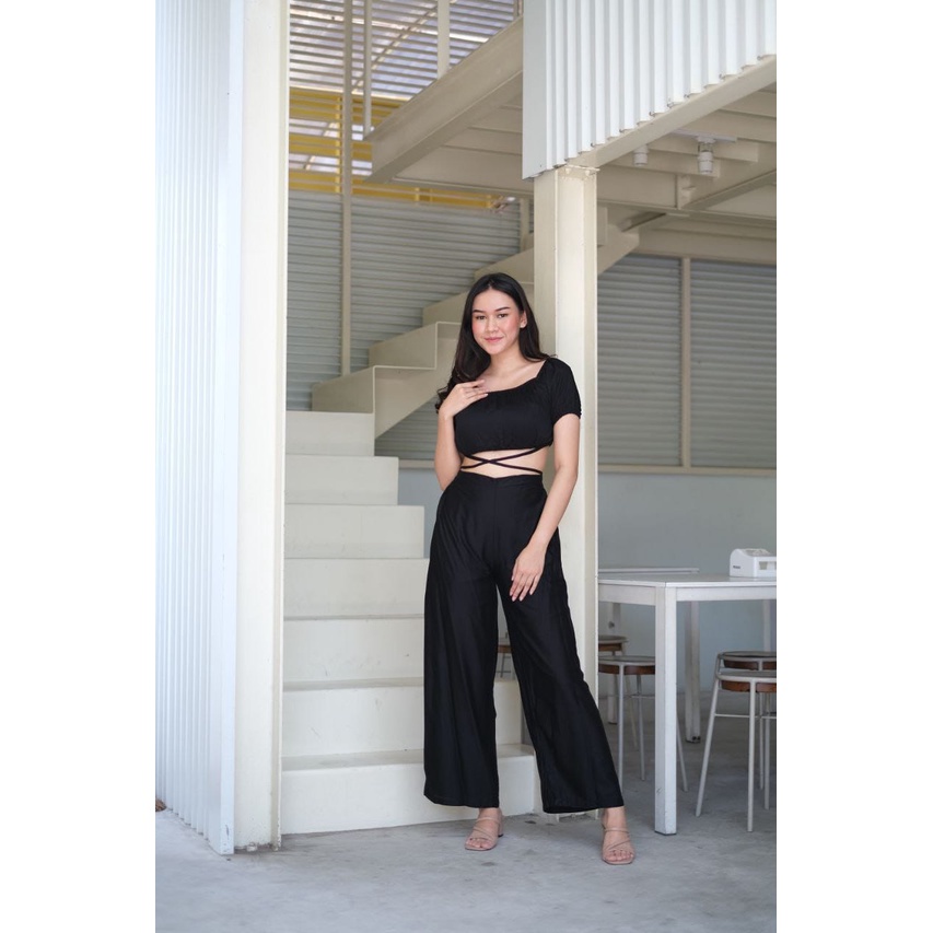 Baju Setelan wanita Crop Top Kekinian / One Set Crop Wanita Rayon Bali / one set Crop Lucinta Sakulo