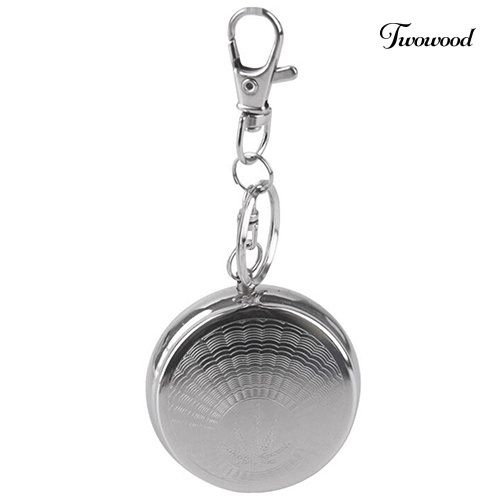 Gantungan Kunci Bentuk Bulat Mini Portable Bahan Stainless Steel