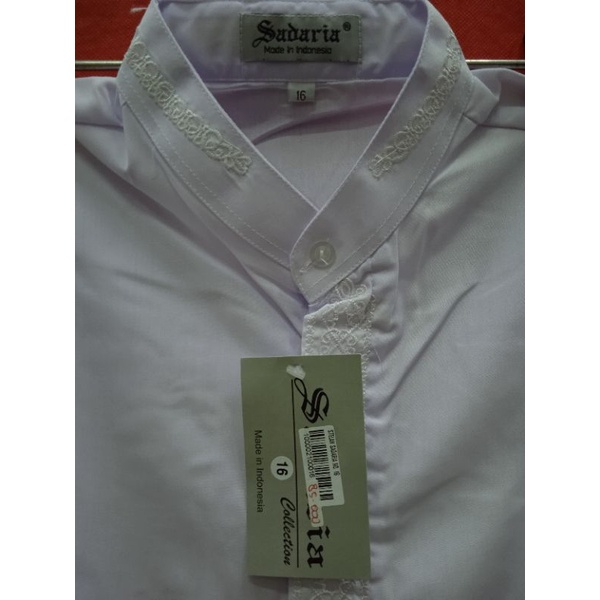 Baju Koko Putih Stelan Sadaria Lengan Panjang