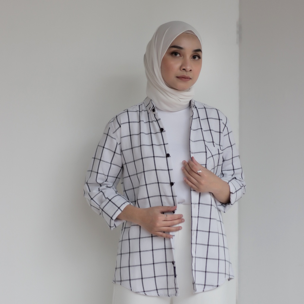 Ahlami - Kemeja Oversize Premium Flanel Oversize Wanita Oversize Pocket