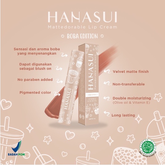 HANASUI LIPCREAM BOBA EDITION / LIPCREAM BOBA / HANASUI LIPCREAM