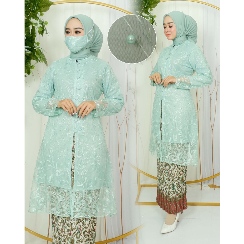 Set Kebaya Tunik Kancing depan Tunik Brokat Kebaya Modern Kebaya tile Kebaya