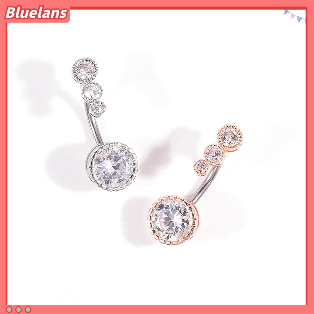 Bluelans Women Cubic Zirconia Belly Button Ring Body Piercing Navel Jewelry Accessory