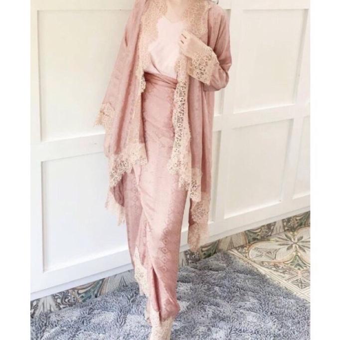 Atasan Outer Cardigan Set rok Lilit Batik Viscose Wanita Jumbo Modern Termurah