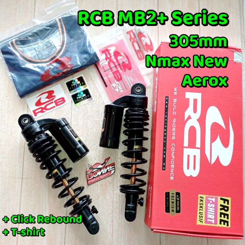 Shock Belakang RCB MB2 PLUS+ Series 305mm NMAX NEW, AEROX OLD, AEROX NEW, Black Edition As Gold, FRE