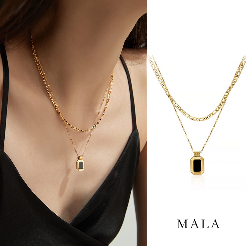 Kalung Model Lapis Emas 18k Bahan Titanium Steel Gaya Retro Korea Untuk Wanita