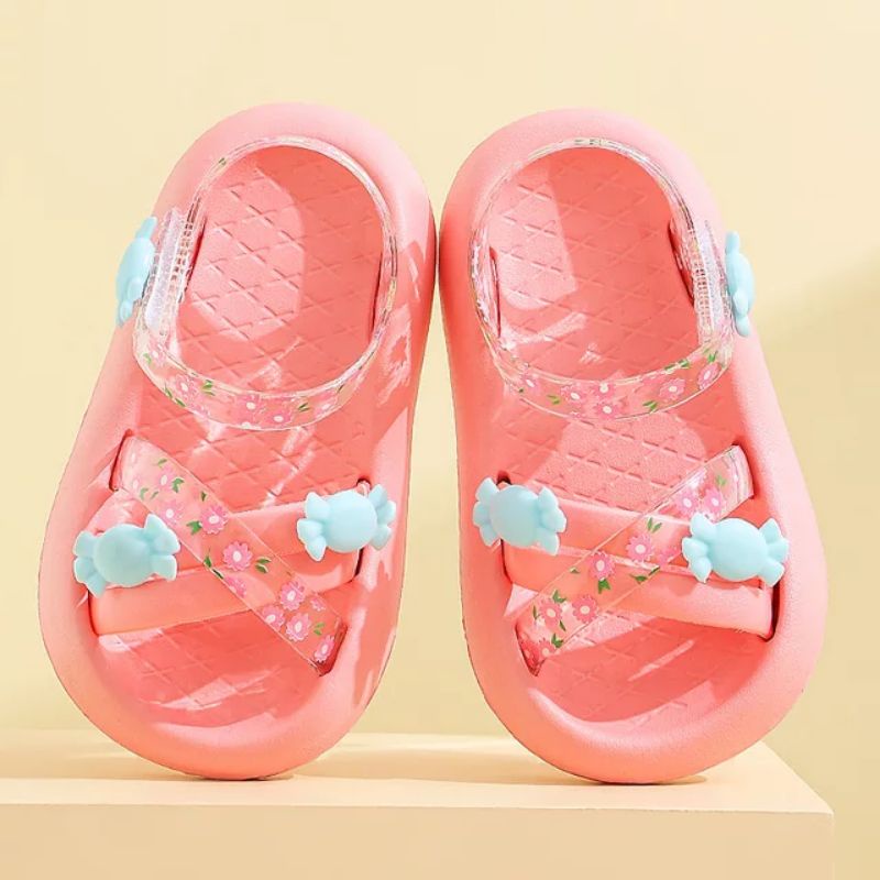 Minipetite SH2245 Sepatu sendal anak jelly transparan sol tinggi bunga permen candie floweri cute lucu size 14 - 19 untuk anak 1 sd 6 tahun