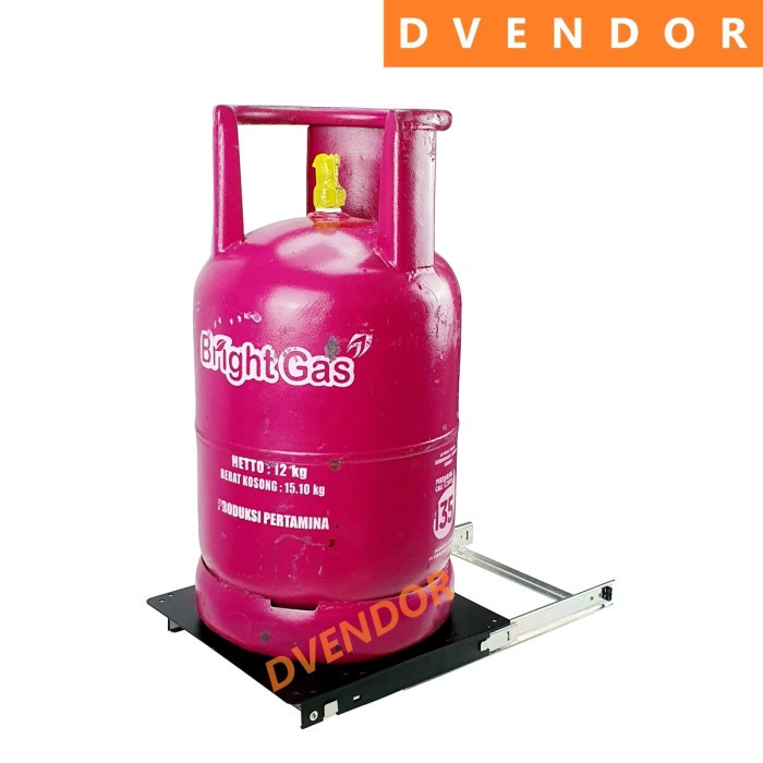 Rak Tempat Gas Tarik Sliding Pull Out Porter Gas Lpg Tray Troli Roda