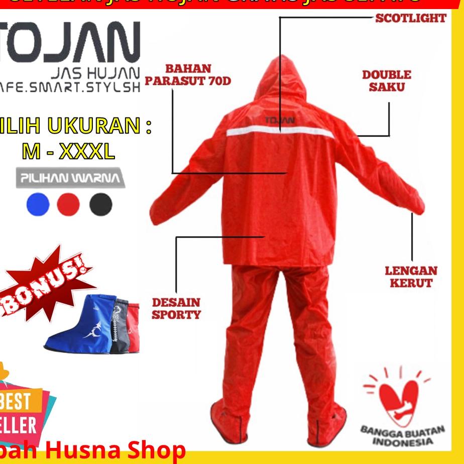 NPM.22Oc22ᵛ ◦ TOJAN Setelan Jas Hujan Pria MANTEL Ujan RAIN COAT BONUS Jas Sepatu