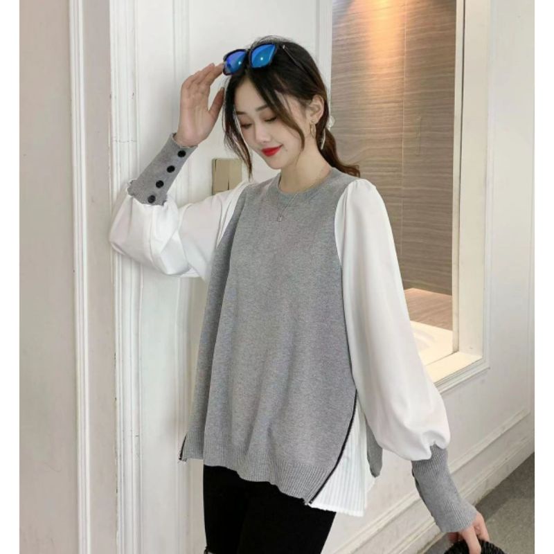 Blouse Wanita, Blouse Rajut Mix Katun , Atasan Wanita Import , Baju Wanita,#443