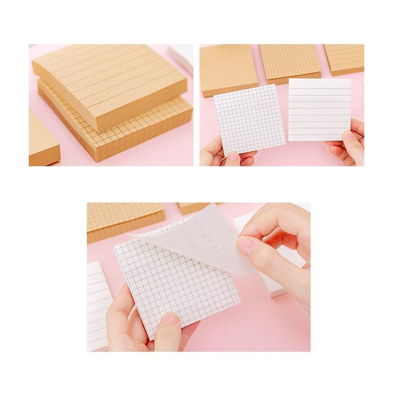 

MEMOPAD STICKY NOTES VINTAGE BROWN WAHITE AESTETHIC MOTIF GARIS TITIK KOTAK POLOS ISI 75 LEMBAR