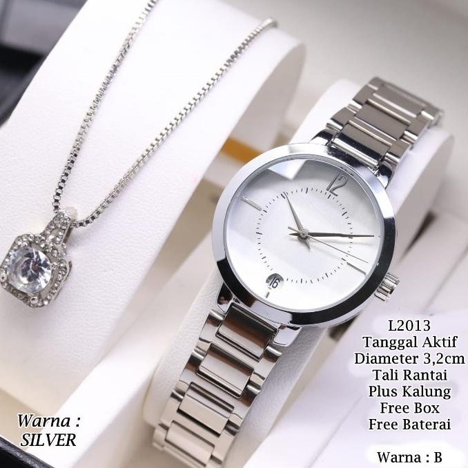 Jam Tangan Wanita Fashion Kaca Belimbing Rantai + Plus Kalung Liontin / Jam FSL 4G6