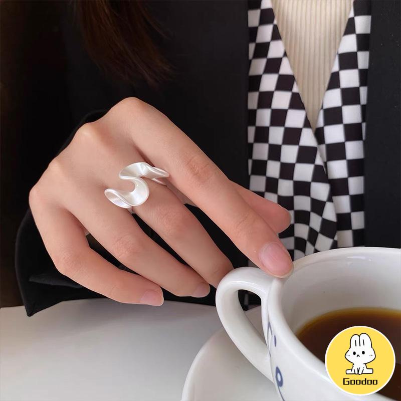 Cincin Renda Zirkon Gelombang Matte Pembukaan Cincin Sederhana Wanita yang Dapat Disesuaikan -Doo