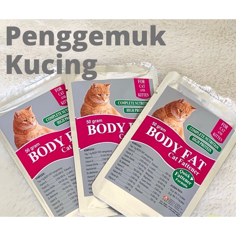 Terlaris Body fat Cat 50g Vitamin Penggemuk Kucing Sachet Bubuk Nutrisi Powder Bodyfat