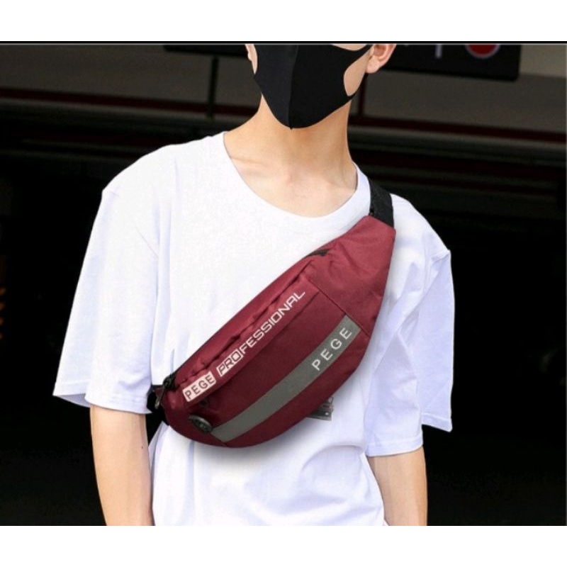 tas selempang waistbag pege pria bisa untuk tas pinggang slempang bahu