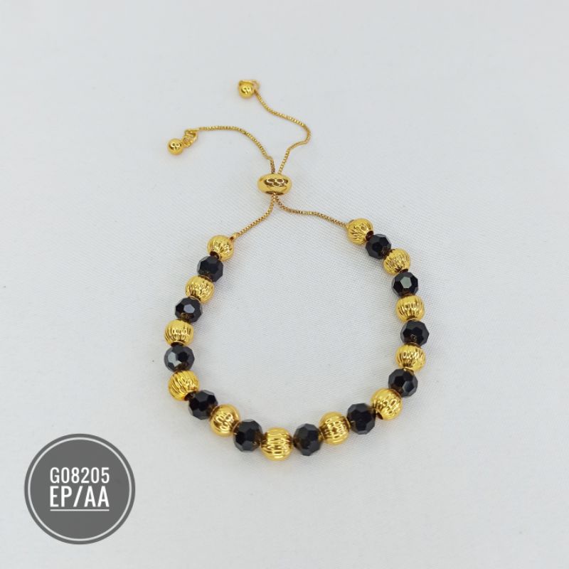 Gelang Serut Batu Hitam Gold G08205